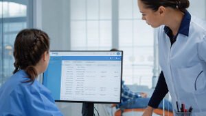 Healthcare professionals using bundled payment implementation guide to track episode costs and ROI in hospital systems